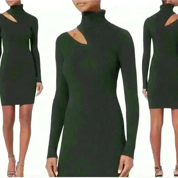 A.L.C. “West” Turtleneck Dress With Cut-Out Shoulder Dark Green Small NWOT! - Picture 1 of 8